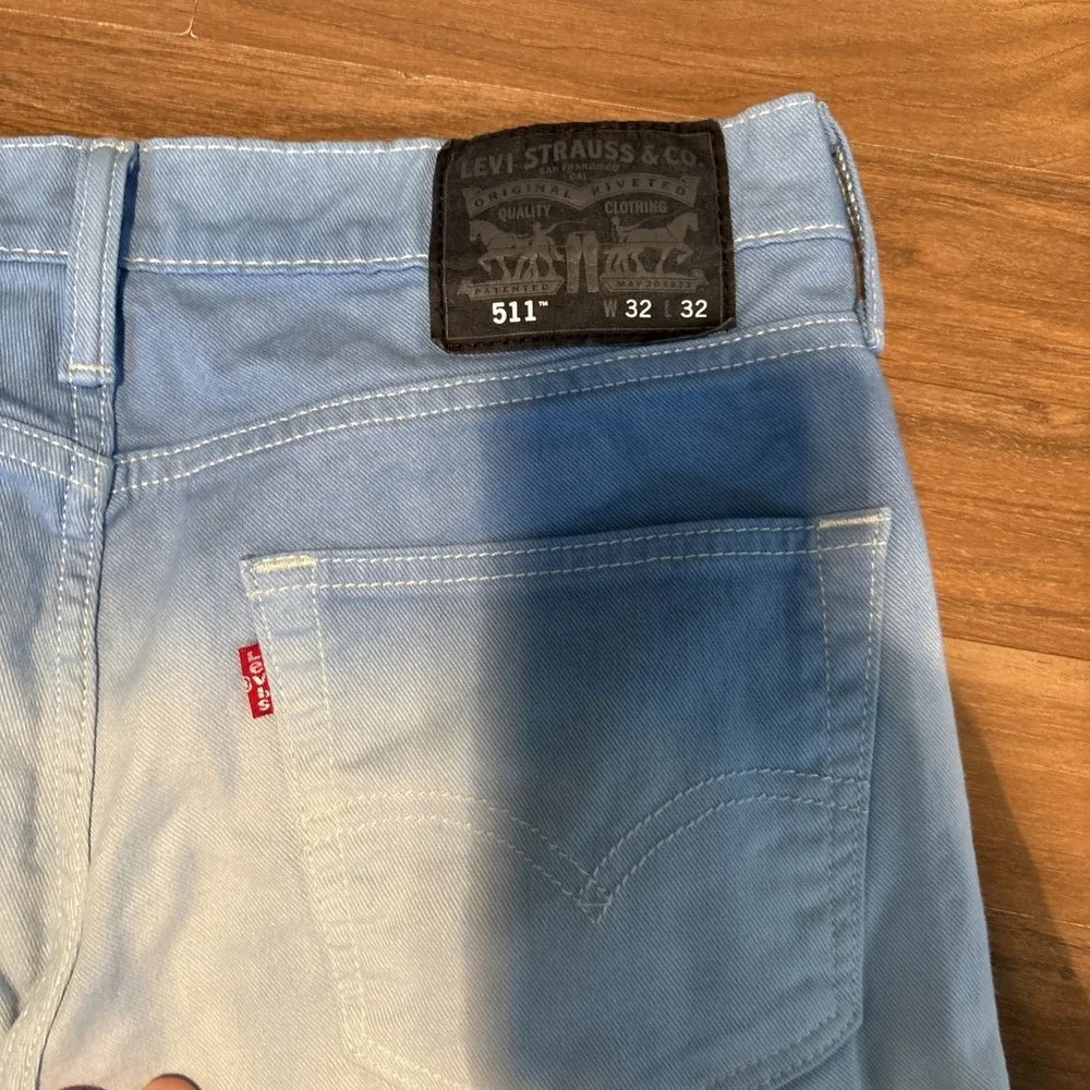 Levis 511 Slim Fit Custom Patchwork Ombre Blue Jeans W32 L32 DIY Streetwear